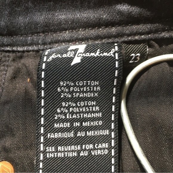 7 For All Mankind The Abby Black High Rise Front Seam Split Raw Hem Skinny Jeans - Picture 7 of 16